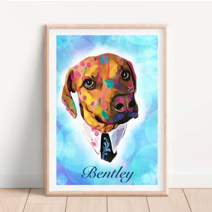 Pet Portrait from Photo, Personalized Dog Art, Digital Download or Framed Print, Custom Dog Memorial Gift for Pet Owners, Home Wall Decor