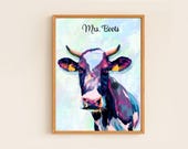 Custom Pet Portrait from Photo, Digital Pet Painting Personalized, Colorful Pop Art, Pet Art Commission, Pet Remembrance Gifts, Cow Decor