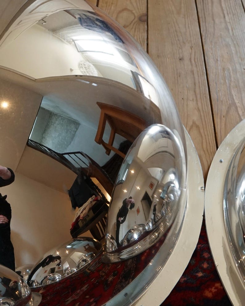 Miroir Convexe 360 Fish-Eye 60cm diameter - Industrial Vintage Mirror Wall Decor Loft Style Rétro image 7