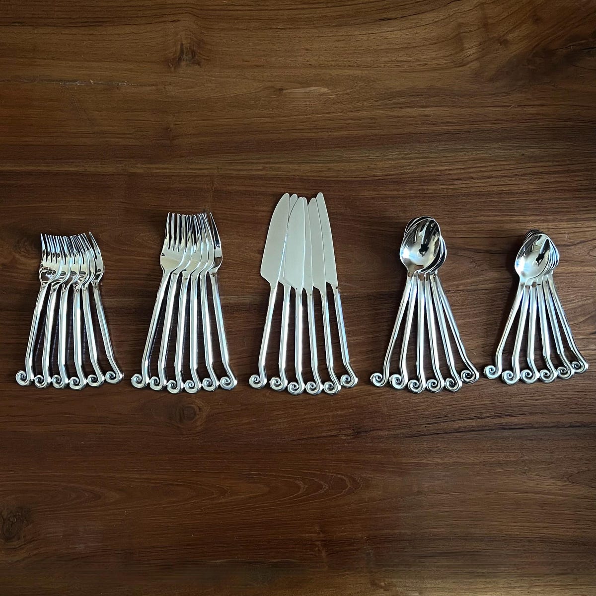 30 Piece Vintage Design Spiral Swirl Cutlery Set - 18-10 Stainless Steel Silver - Mid Century 80s Modernist Style - Etsy
