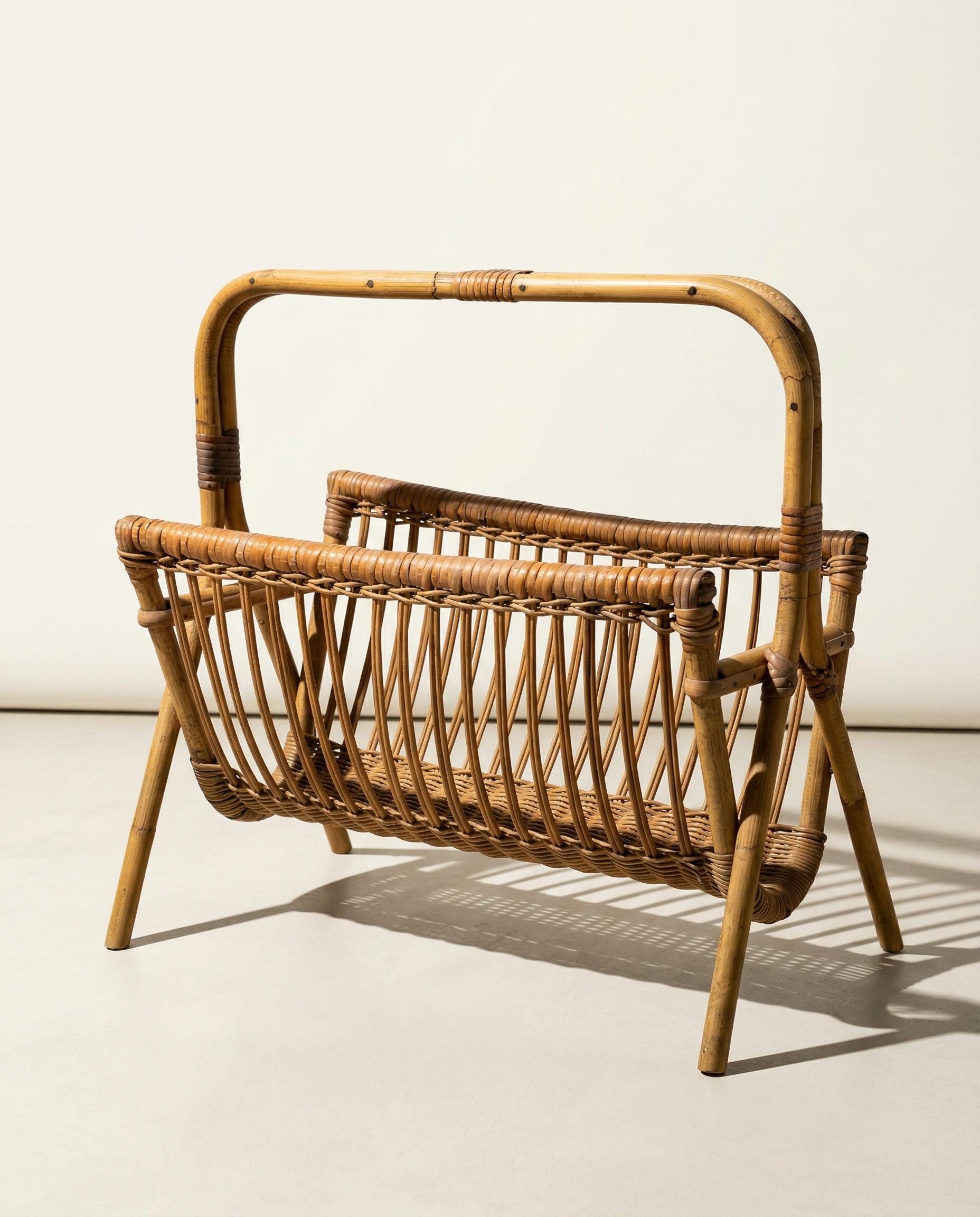 Vintage Rattan and Wicker Magazine Rack From the 60s/70s – Retro Boho ...