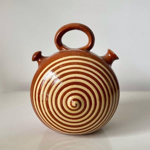Vintage Spanish botijo terracotta jug 60s boho decor Mediterranean terracotta vase wabi sabi craft Spanish jug