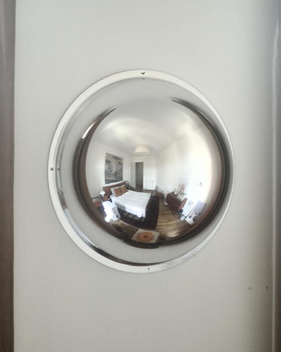 Miroir Convexe 360 Fish-Eye 60cm - Industrial Vintage Wall Mirror, Loft Style Rétro Décor, Unique Home Accent