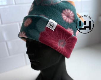 Fleece beanie, Retro fleece beanie, fleece hat, Retro four point beanie, retro 4 point beanie, Ski snowboard hat, gift, handmade, winter hat