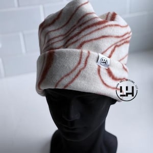 Fleece beanie, Retro fleece beanie, fleece hat, Retro four point beanie, retro 4 point beanie, Ski snowboard hat, gift, handmade, winter hat