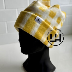 Fleece beanie, Retro fleece beanie, fleece hat, Retro four point beanie, retro 4 point beanie, Ski snowboard hat, gift, handmade, winter hat
