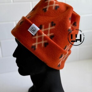 Fleece beanie, Retro fleece beanie, fleece hat, Retro four point beanie, retro 4 point beanie, Ski snowboard hat, gift, handmade, winter hat