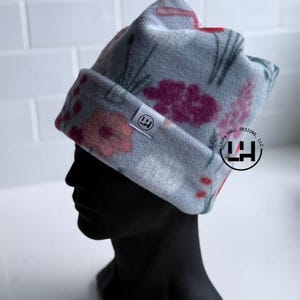 Fleece beanie, Retro fleece beanie, fleece hat, Retro four point beanie, retro 4 point beanie, Ski snowboard hat, gift, handmade, winter hat