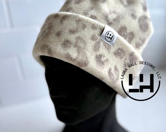 Fleece beanie, Retro fleece beanie, fleece hat, Retro four point beanie, retro 4 point beanie, Ski snowboard hat, gift, handmade, winter hat