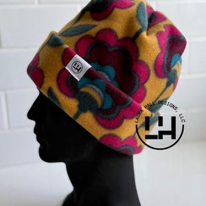 Fleece beanie, Retro fleece beanie, fleece hat, Retro four point beanie, retro 4 point beanie, Ski snowboard hat, gift, handmade, winter hat