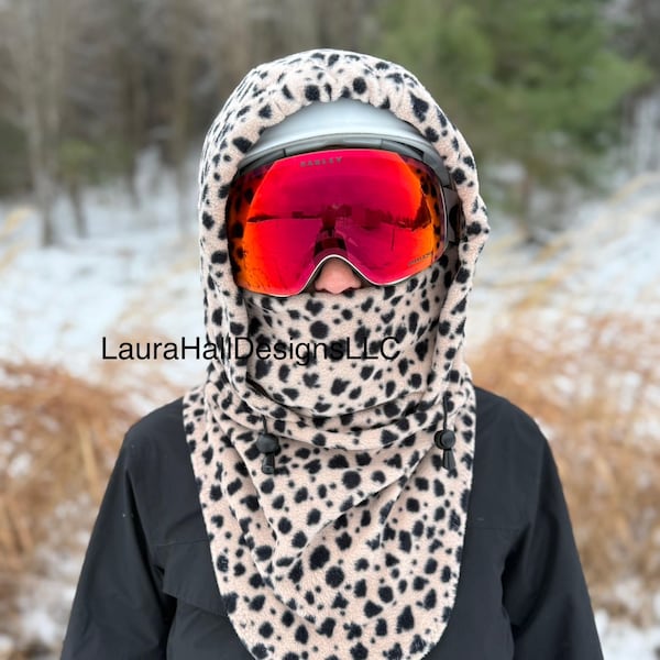 Ski hood, riding hood, snowboard hood, fleece hood, helmet hood, snood, neckie, neck warmer, ski buff, gaiter, gift, handmade, ski balaclava
