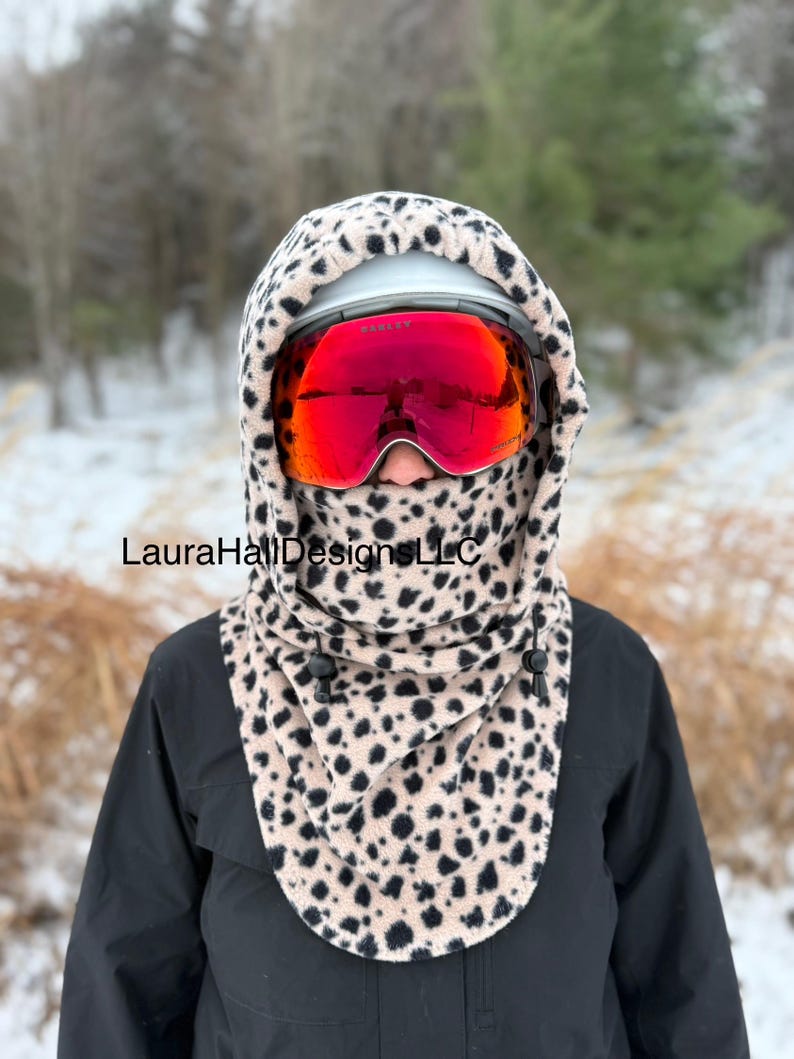 Ski hood, riding hood, snowboard hood, fleece hood, helmet hood, snood, neckie, neck warmer, ski buff, gaiter, gift, handmade, ski balaclava image 1