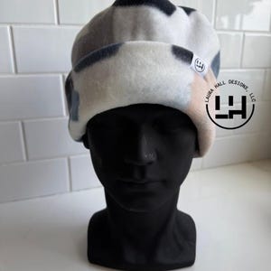 Fleece beanie, Retro fleece beanie, fleece hat, Retro four point beanie, retro 4 point beanie, Ski snowboard hat, gift, handmade, winter hat