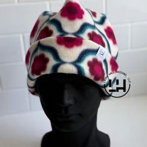 Fleece beanie, Retro fleece beanie, fleece hat, Retro four point beanie, retro 4 point beanie, Ski snowboard hat, gift, handmade, winter hat