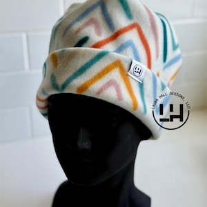 Fleece beanie, Retro fleece beanie, fleece hat, Retro four point beanie, retro 4 point beanie, Ski snowboard hat, gift, handmade, winter hat