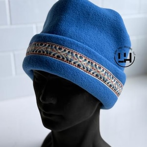 Fleece beanie, Retro fleece beanie, fleece hat, Retro four point beanie, retro 4 point beanie, Ski snowboard hat, gift, handmade, winter hat