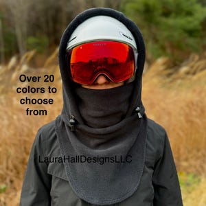 Ski hood, riding hood, snowboard hood, fleece hood, helmet hood, snood, neckie, neck warmer, ski buff, gaiter, gift, handmade, ski balaclava