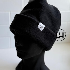 Fleece beanie, Retro fleece beanie, fleece hat, Retro four point beanie, retro 4 point beanie, Ski snowboard hat, gift, handmade, winter hat