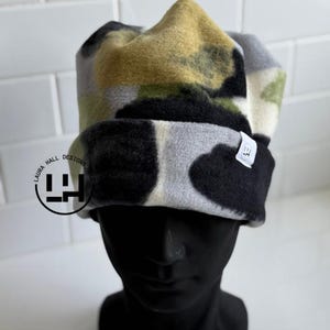 Fleece beanie, Retro fleece beanie, fleece hat, Retro four point beanie, retro 4 point beanie, Ski snowboard hat, gift, handmade, winter hat