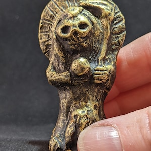 Black and Gold Santa Muerte 2.5&quot; plaster relief table top and wall hanging sculpture