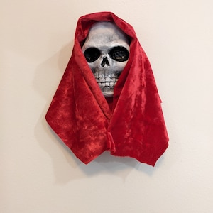 Weihnachtsmann Muerte mit Roter Kapuze 3"und 4" Relief Gips Wandbehang