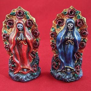 Santa Muerte Statue Solid Robe color 5&quot; wall hanging and table top plaster relief