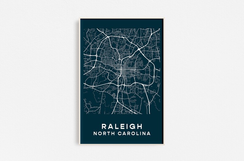 Raleigh Map Poster Raleigh North Carolina Map Print Etsy