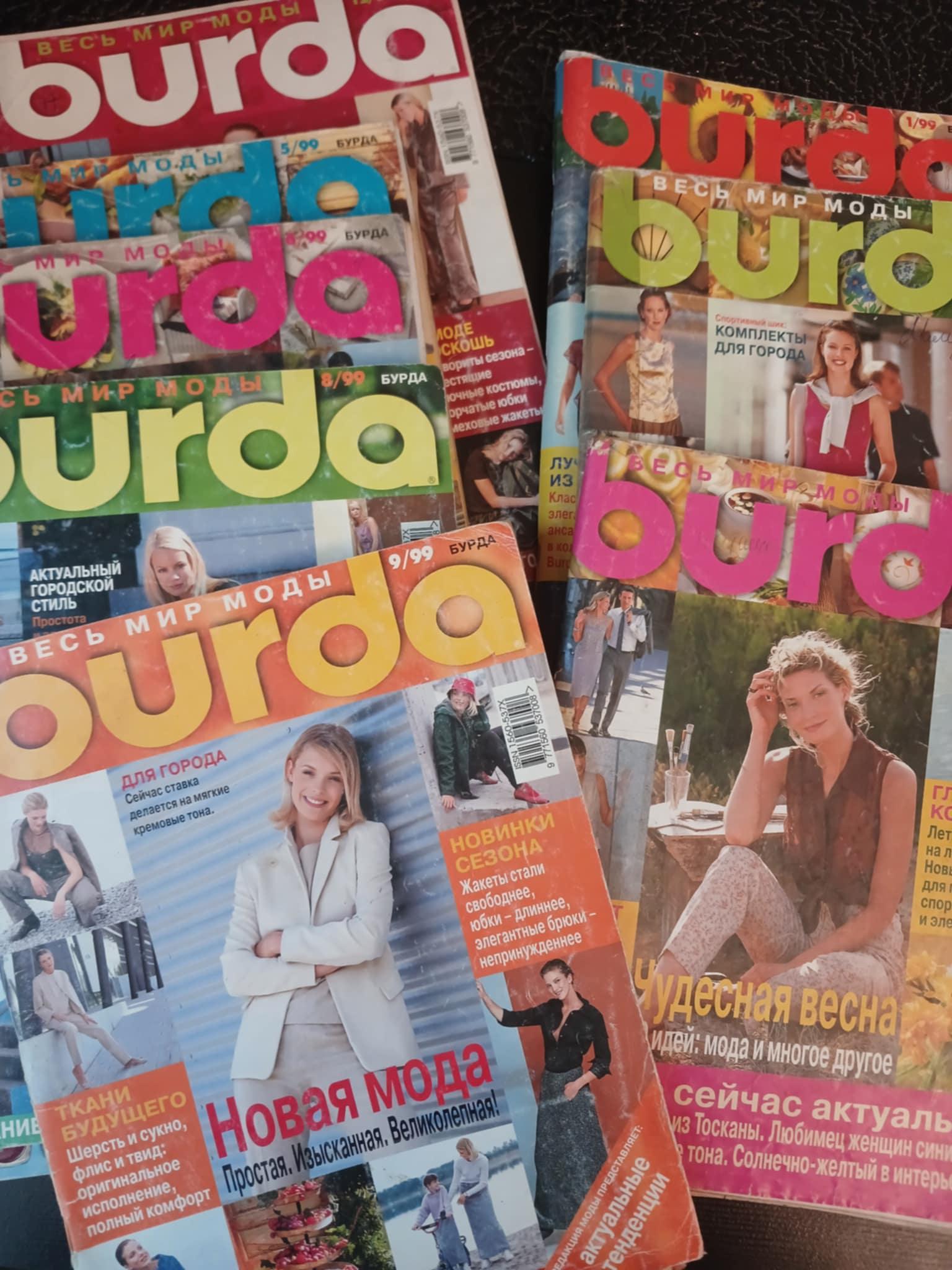 1psc. Burda magazine 1999. all patterns included.magazine issues available 1,3,4,5,6,8,9,12.