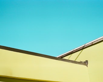 Dixie Highway 006 | film, architecture photography, fine art, wall art, saturated color, abstract, minimalism, retro, blue, yellow