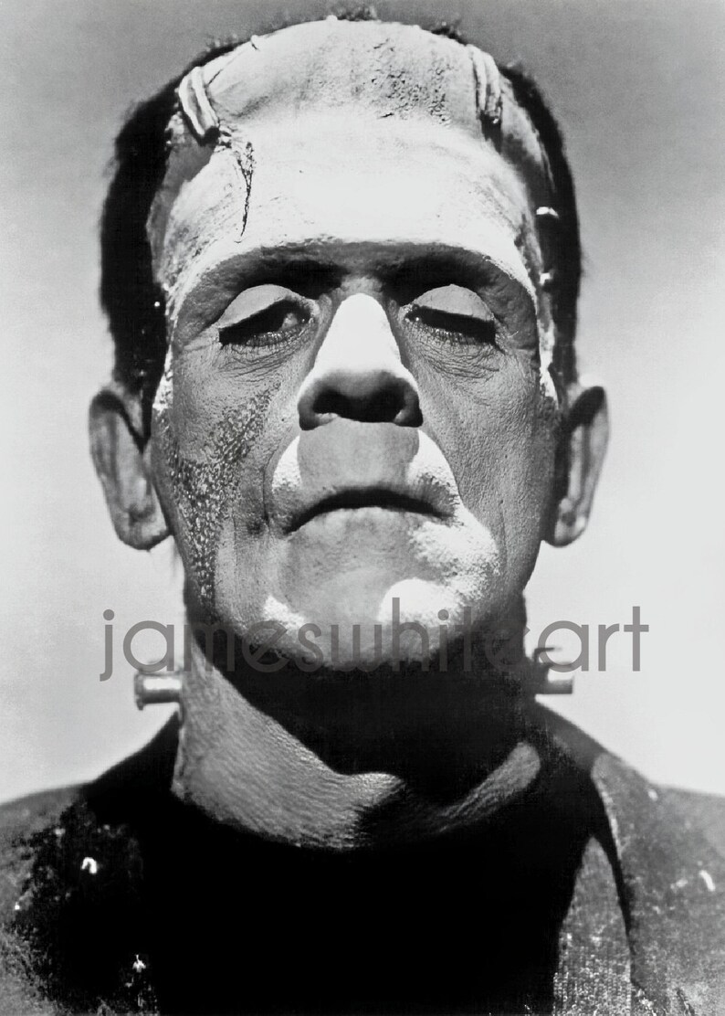 Boris Karloff Frankenstein Remastered Photo Print black and white Silver Screen
