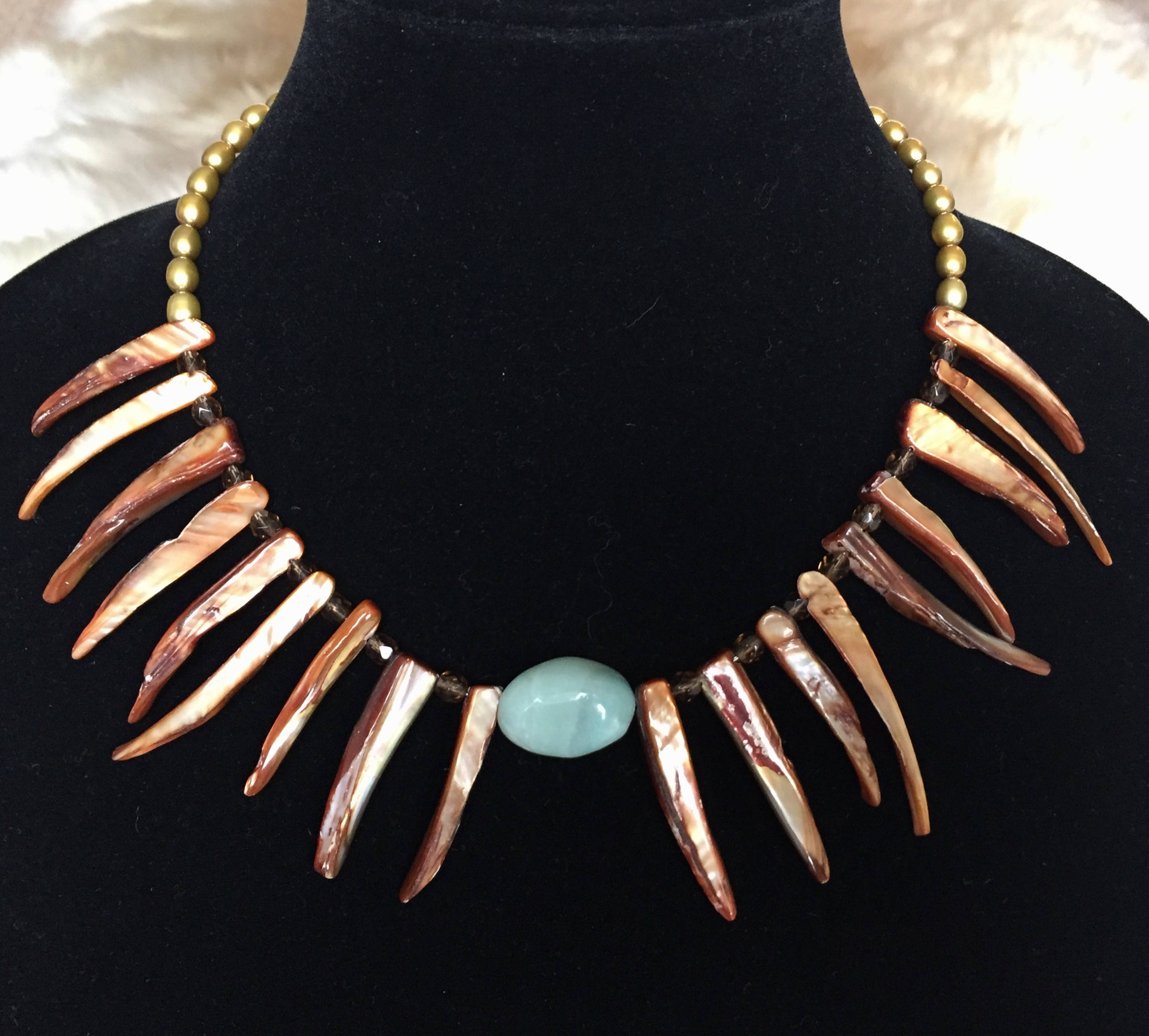 Mother of Pearl Spike & Amazonite Necklace Etsy