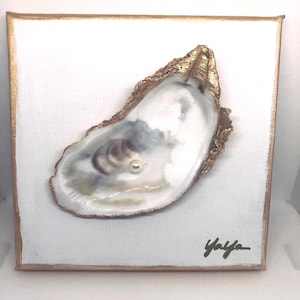 Oyster on Canvas (Comes Clear Wrapped with Fleur De Lis Charm)