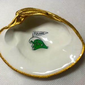 Tulane Shell Jewelry/Trinket Dish (Comes Wrapped with Fleur De Lis Charm)