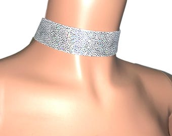 Holographic Silver Choker - Thick Holo Choker Necklace