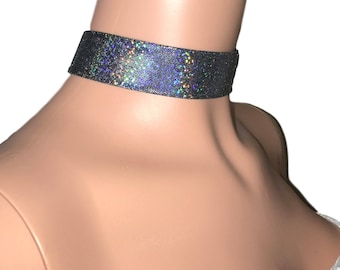 Gleaming Holographic Choker - Thick Holo Choker Necklace