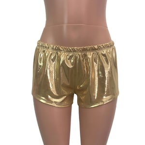 Gold Mystique Metallic Rave Shorts - Running shorts