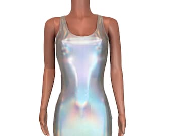 Opal Holographic Bodycon Tank Dress - Club, rave, sexy dress