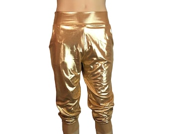 Men's Gold Mystique Metallic Joggers w/ Pockets - Jogger Pants - Rave, Festival, EDM, athletic