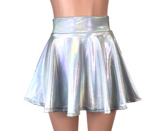 Holographic Micro Skirt . Vegan Leather Booty Skirt . Rave | Etsy