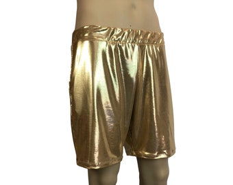 metallic shorts mens