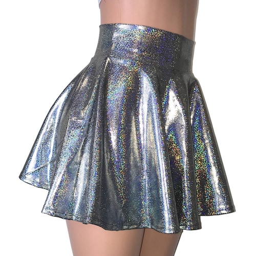 Gold Metallic High Waisted Skater Skirt Clubwear Rave Wear - Etsy