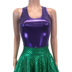 Paarse Mystique Metallic Tank Top Mermaid - Bodycon Clubwear, Rave Wear, Festival Outfit