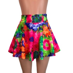 Tie Dye Groovy High Waisted Skater Skirt - Clubwear, Rave Wear, Mini Circle Skirt, Festival Skirt