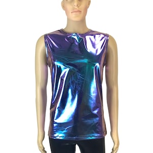 Men&#39;s Holographic Oil Slick Tank, Men&#39;s Holo Muscle Shirt, Rave Clothing, Burning Man