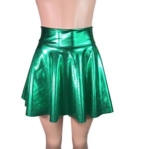 Metallic Green High Waisted Skater Skirt Clubwear, Rave Wear, Mini ...