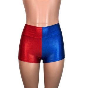 Red Blue Metallic Harlequin Mid Rise Shorts Harley Quinn Cosplay 151583 Etsy Canada