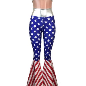 Stars & Stripes America Bell Bottoms  - Rave, Festival, EDM, 70s Clothing - High Waisted
