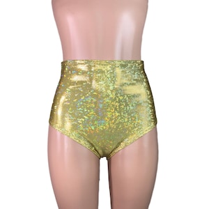 Gold Shattered Glass High Waisted Hot Pants - Booty Shorts - Bikini Bottom - club or rave wear - Crossfit - Running