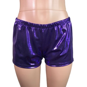 Purple Mystique Metallic Rave Shorts - club or rave wear - Crossfit - Running