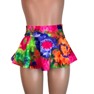 Super Mini 10" Tie Dye Groovy Rave Skirt - Skater Circle Festival Clothing